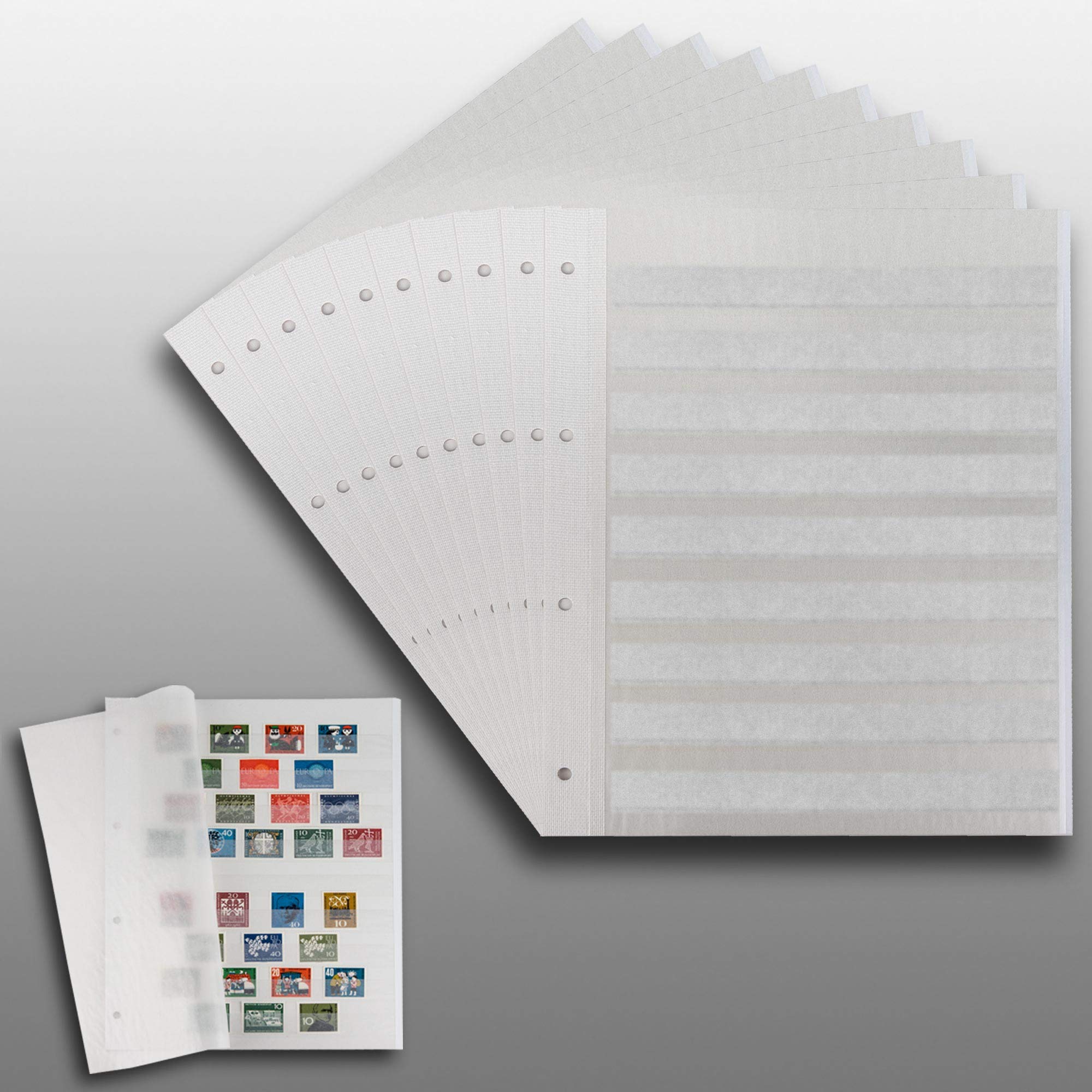 10 Prophila Double Sided Stockbook Pages 9 strips white cardboard
