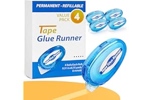 TMOL 4 Pack Double Sided Tape Roller, 8mm x 315 Inch Permanent Adhesive Scrapbook Tape Dispenser Runner, Glue Tape Roller for Scrapbooking, Crafts and Arts Projects, Photo-Safe, Smooth & Clean