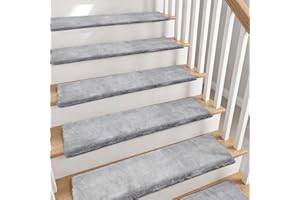 Bullnose Carpet Stair Treads, 14Pack - 29.5"x9.5"x1.2" Stair Treads Non-Slip for Wooden, Peel and Stick Stair Runner, Edging 