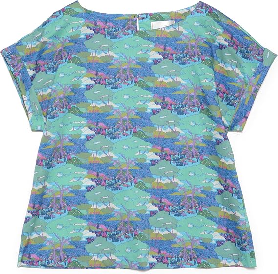 Amazon テチチ Te Chichi リバティガーデンプリントブラウス ブルー M シャツ ブラウス 通販