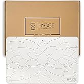 HYGGE INTERIOR LIVING Premium Engraved Stone Bath Mat - Instant Dry Non-Slip Diatomaceous Earth Shower Mat, Modern Luxury Spa Stone, Elegant Bathroom Floor Rug Decor, 23.6 x 15.4 Inches - Ivory Bloom