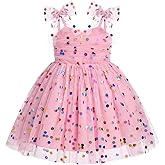 IMEKIS Toddler Baby Girl Birthday Princess Dress Shiny Confetti Boho Rainbow Cake Smash Photo Shoot Outfit for 1-6T