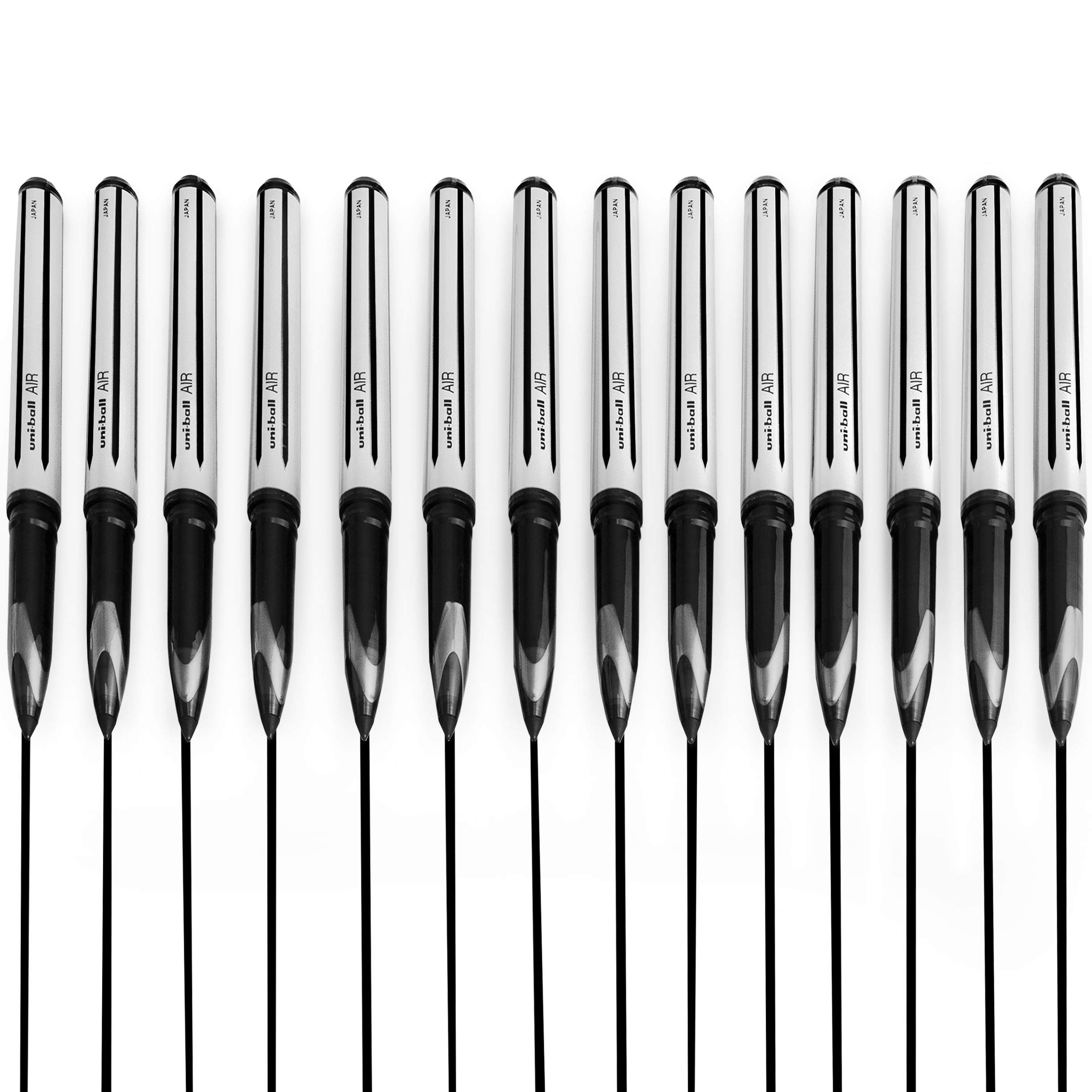 uni-ball AIR Broad Rollerball Pens - Liquid Ink - 0.7mm Nib - Black Ink - Pack of 12 + 2