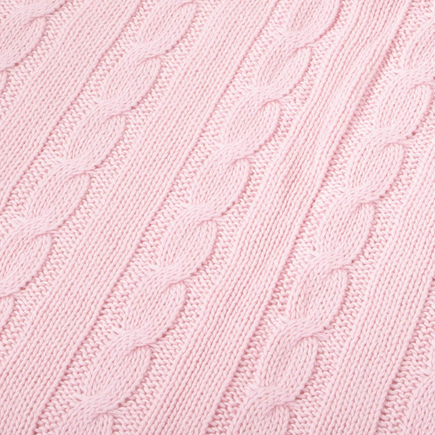 NTBAY 100% Pure Cotton Cable Knit Throw Blanket, Super Soft Warm 130x170 Knitted Throw Blanket for Couch Sofa, Chair, Bed - Image 3