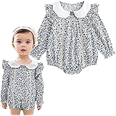 Simplee kids Baby Girl Romper Floral Long Sleeve Ruffle Romper Bodysuit Summer Spring Outfits