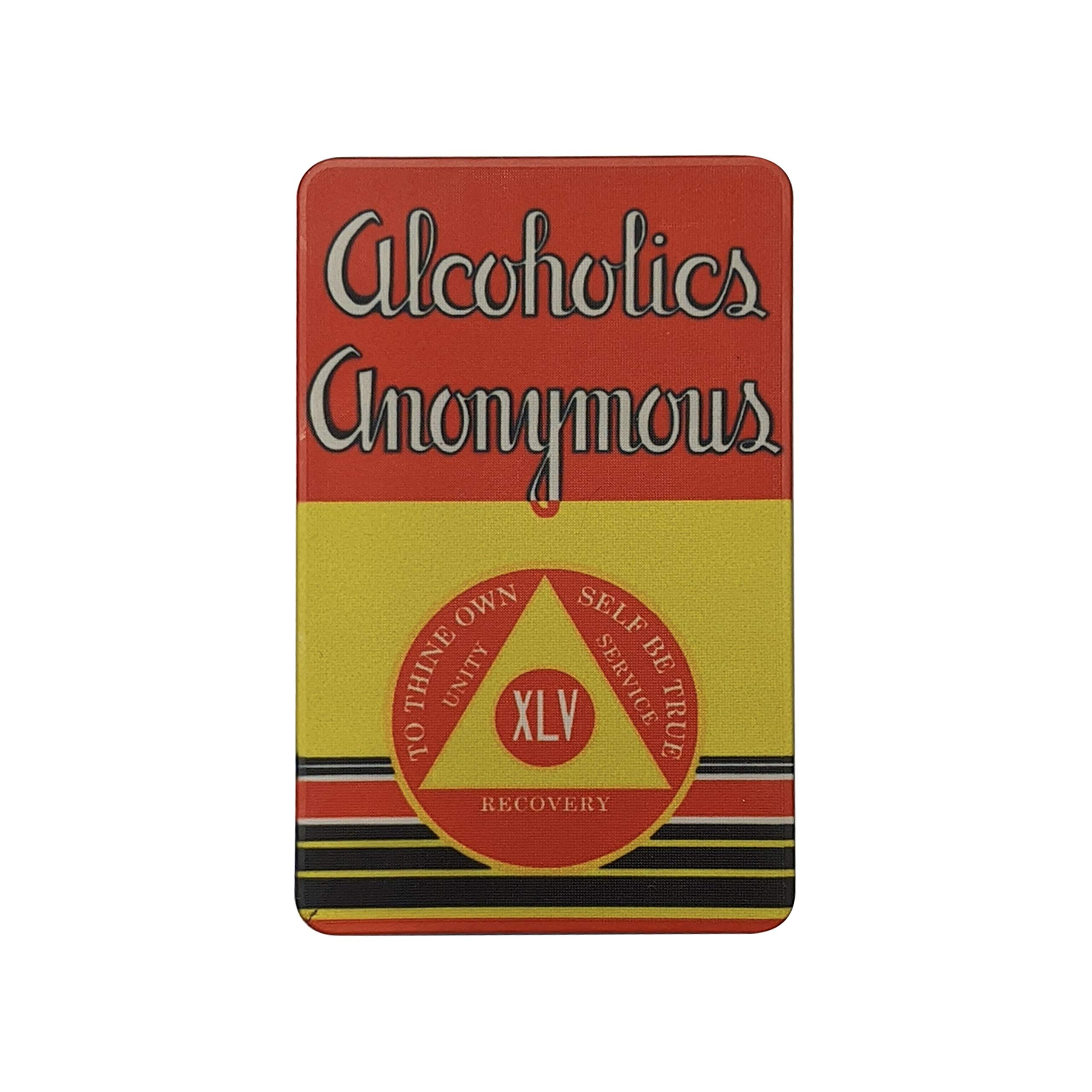 MYRECOVERYSTORE First Edition” Big Book Alcoholics Anonymous Rectangular AA Sobriety Chip with How It Works (Years 1-50 Offered) Wallet Card Style Recovery Chip (Year 45)