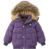 AMIYAN Toddler Down Winter Coat Boys Girls Fleece Jacket Hooded Thickened Warm Coat Outerwear for Kids 1-6 Years