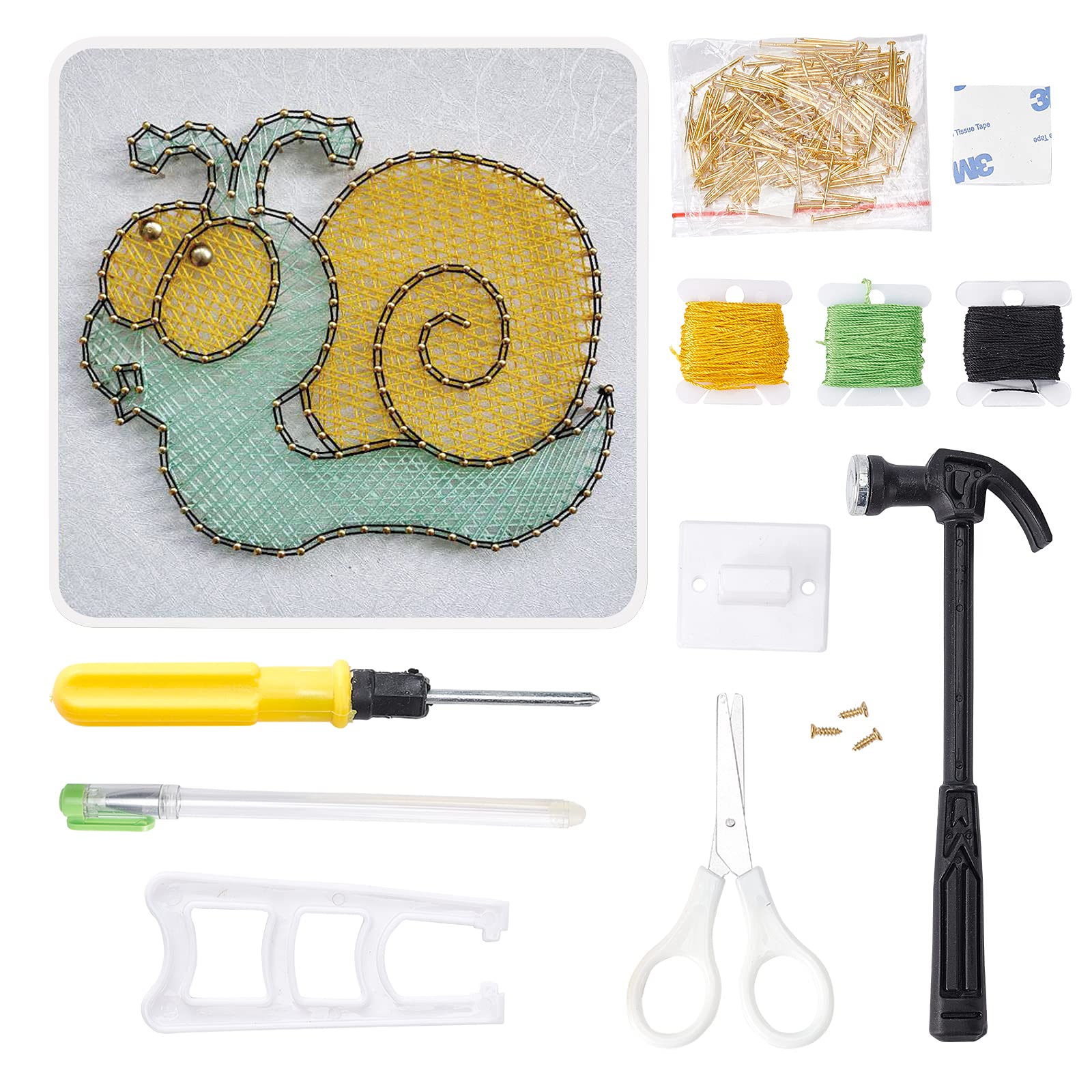 GORGECRAFT DIY Snails String Art Craft Kit Craft Project Kits for Beginner with All Necessary Accessories and Frame for Home Wall Decorations Unique Gift — image 1
