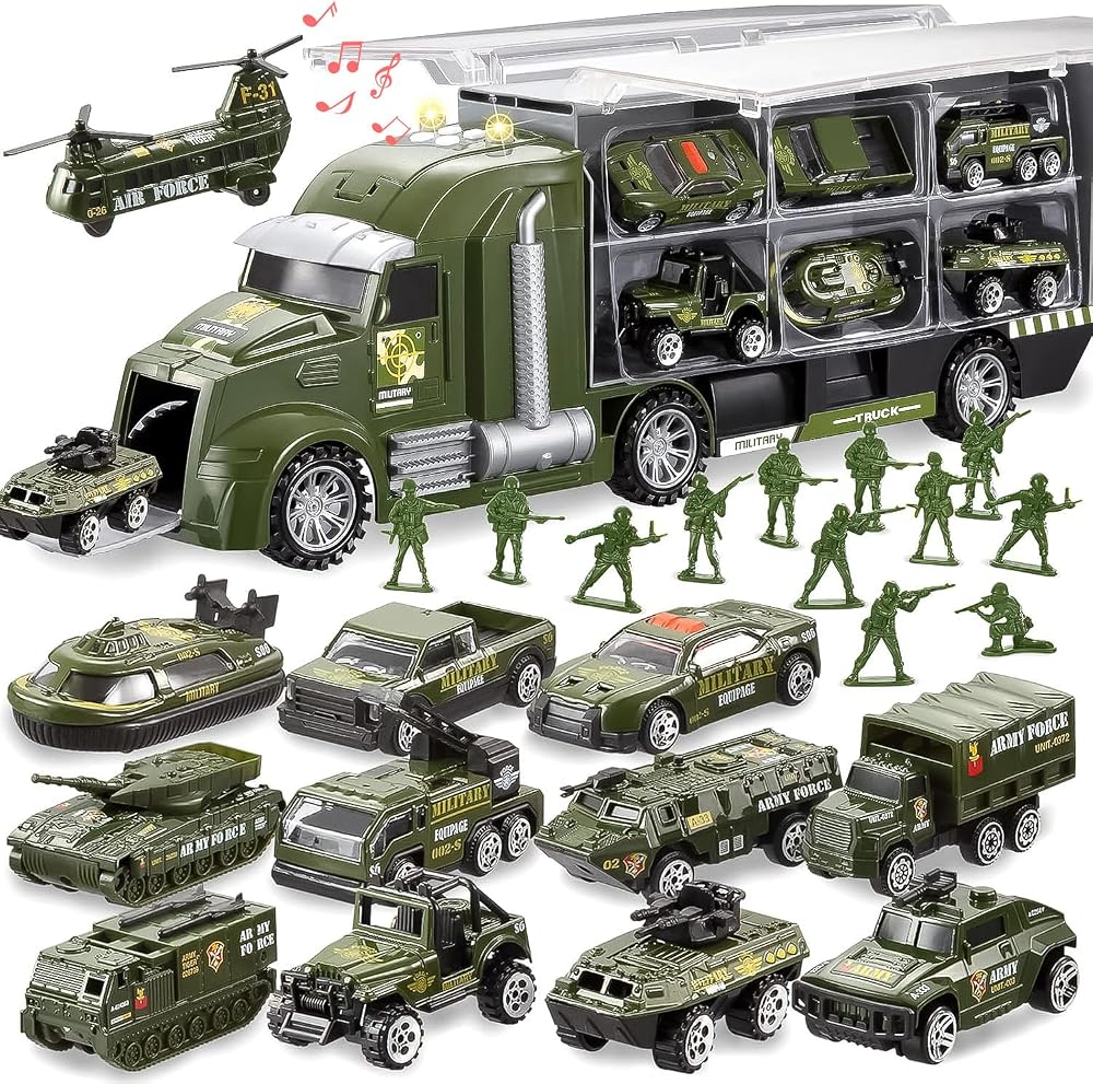 JOYIN 25 in 1 Military Truck Playset with Soldiers & Vehicles