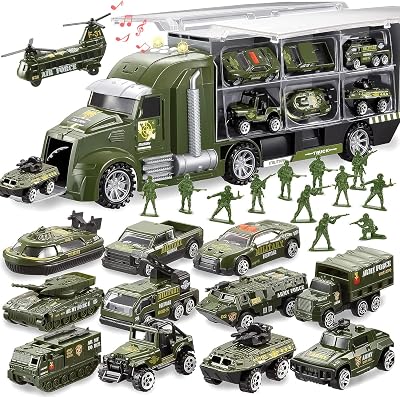 JOYIN 25 in 1 Military Truck Playset with Soldiers & Vehicles