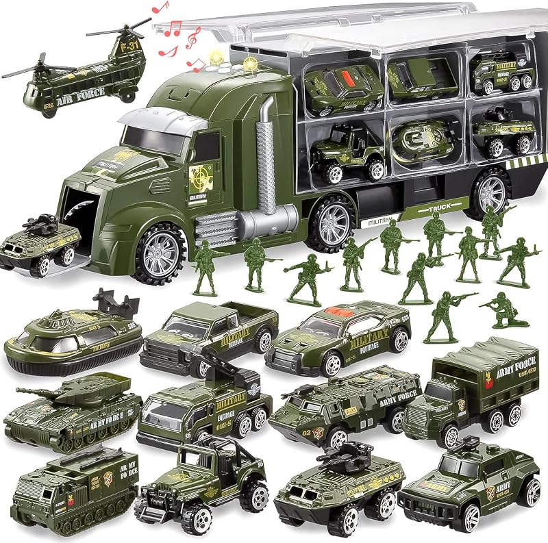 JOYIN 25 in 1 Military Truck Playset with Soldiers & Vehicles