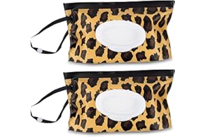 Fnydvis Baby Wipe Holder,Wipes Dispenser,Refillable Wipes Pouch,Reusable Travel Wet Wipes Pouch,Wipe Container for Diaper Bag(2Pack)