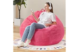 Hobestluk 3.5FT Bean Bag Chair Adult Bean Bag Chair Large Bean Bag Chair with Filler Included Teardrop Bean Bag with Removable Cover for Bedroom Living Room - (Large, Pink)