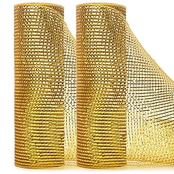 Ribbli 2 Rolls Gold Metallic Mesh Ribbon Gold