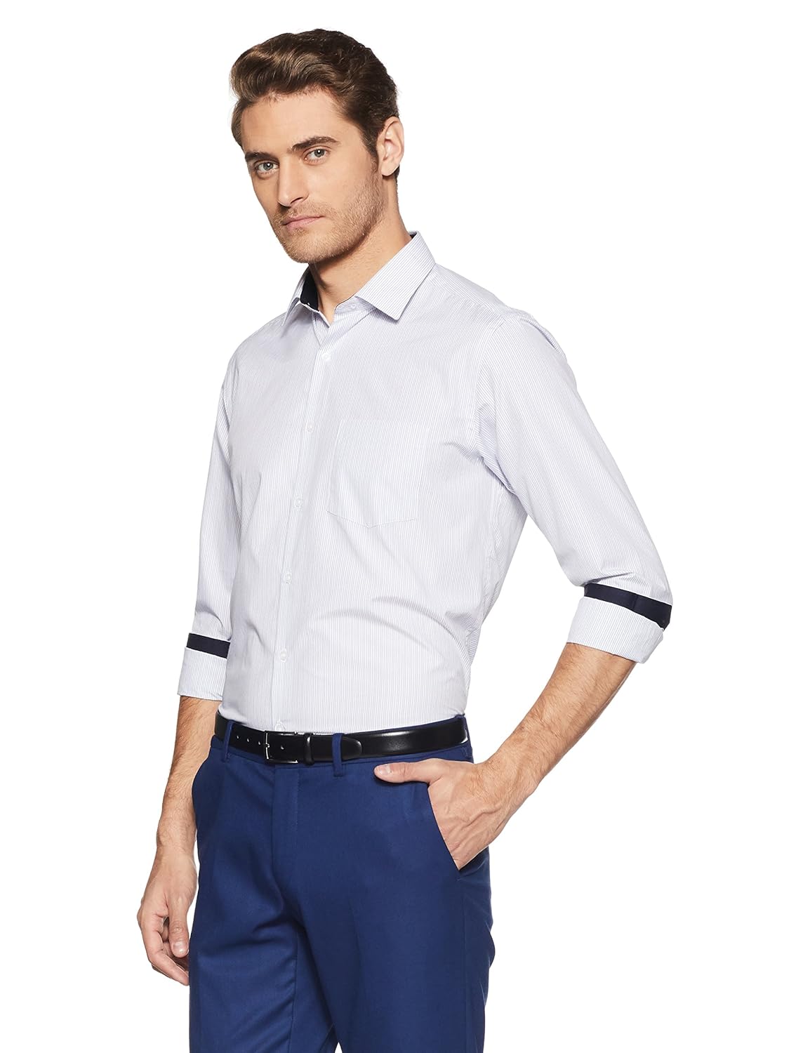 diverse men's striped regular fit formal shirt
