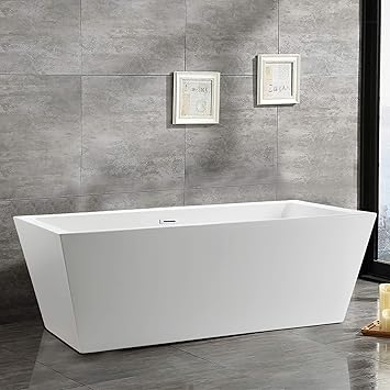 Vanity Art 59 Inch Freestanding Acrylic Bathtub Modern Stand Alone Soaking Tub With Chrome Finish Upc Certified Slotted Overflow Pop Up Drain Va6814 S Amazon In Home Improvement
