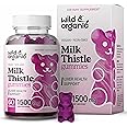 Wild & Organic Milk Thistle Gummies 1500mg - Herbal Supplement for Liver Cleanse Detox - Silymarin Milk Thistle Liver Detox Gummies - 60 Vegan, Non-GMO Chews