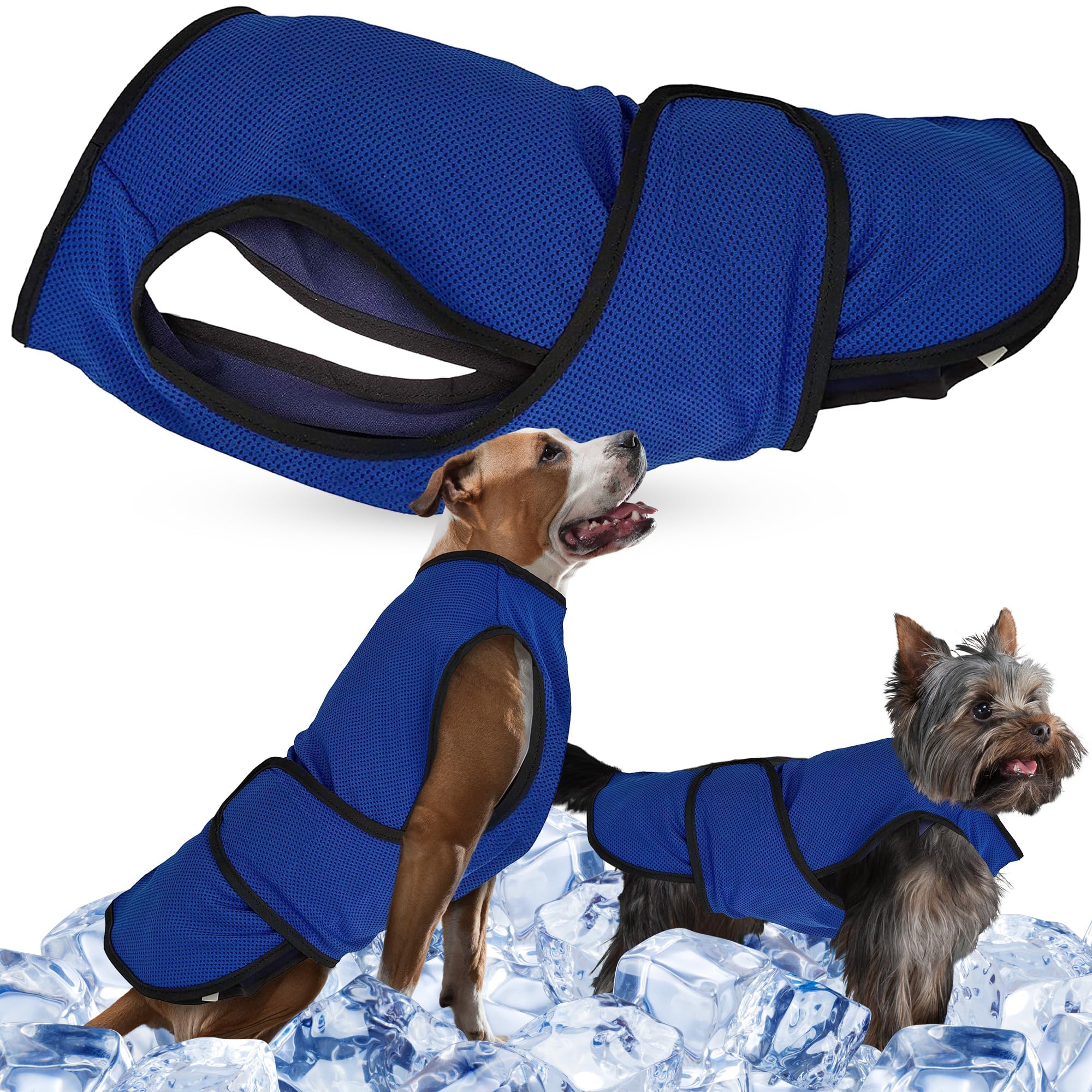 Lautus Pets Large Dog Cooling Vest - Easy On/Off Cooling Coat with Double Velcro & Zip Neck, Lightweight & Portable Cooling Jacket for Dogs, Perfect for Dog Owners, Walkers, Sitters & Pet Carers