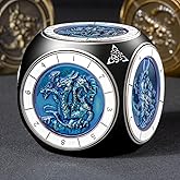 Roycevon 7 in 1 Unique Spinner DND Dice Set D&amp;D, Metal D and D Dice with Gift Box, Dungeons Dragons Role Playing Dice, Black Blue