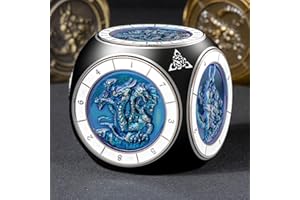 Roycevon 7 in 1 Spinner DND Dice Set, Metal D and D Dragon Dice with Gift Box, Role Playing Dice, Black Blue