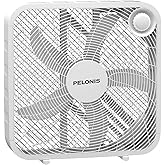 PELONIS 3-Speed Box Fan for Full-Force Circulation with Air Conditioner, White