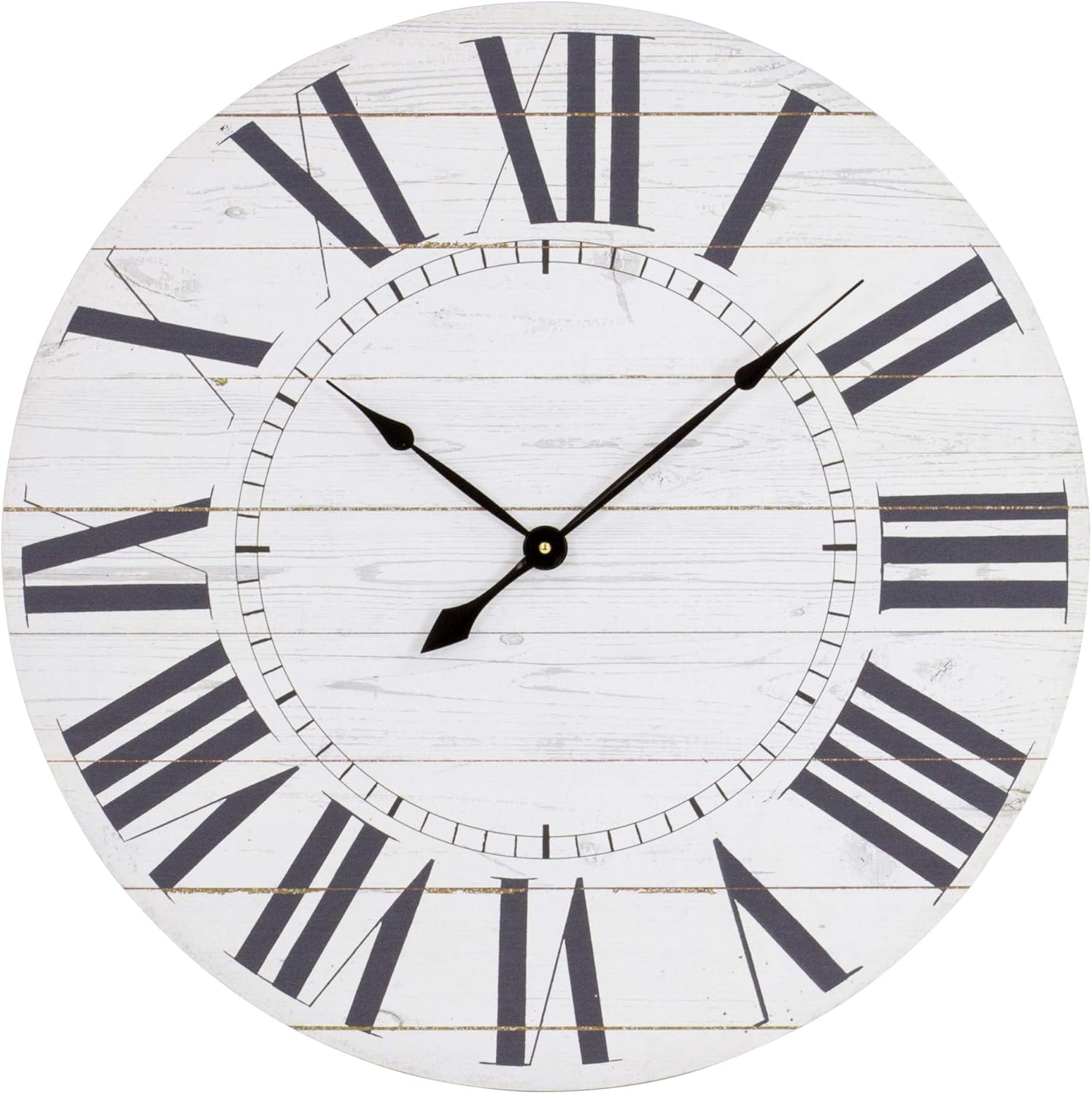 Aspire Estelle French Country Shiplap Face Wall Clock, Pack of 1, White