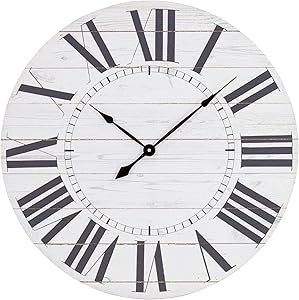Aspire Estelle French Country Shiplap Face Wall Clock, Pack of 1, White