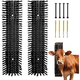 Livestock Scratch Brush With 8 Screws，Animal Back Scratching Brush for Cow,Cattle,Sheep, Horses,Pigs，Massage Grooming Tool (Black, 2pcs)