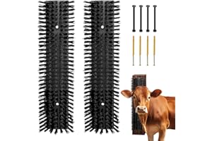 SAYUTIE Livestock Scratch Brush With 8 Screws，Animal Back Scratching Brush for Cow,Cattle,Sheep, Horses,Pigs，Massage Grooming Tool (Black, 2pcs)