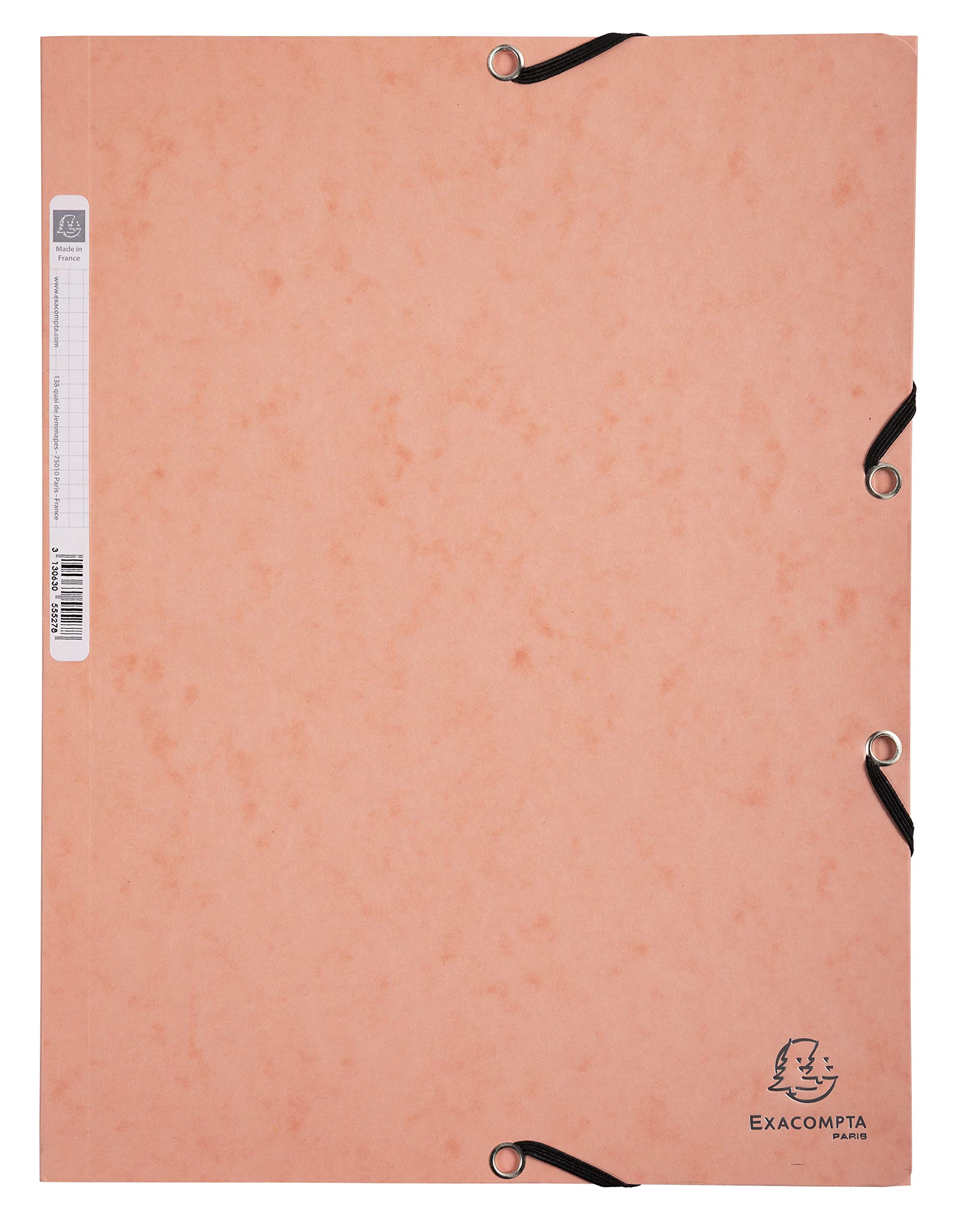 Exacompta - Ref 55527E - Aquarel Collection - A4 Elasticated Folders - Holds Up To 250 Sheets of 80gsm A4 Paper, 400gsm Mottled Pressboard - Pastel Coral