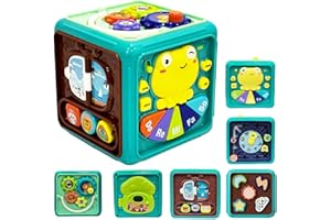 JKGIFTS Montessori Toys for 1 Year Old - Toys for Ages 0-2, Frog Musical Learning Busy Cube, Kids Toddler Sensory Toys for 1 2 3 Year Old Boys Girls, Christmas Birthday Easter Gifts, Baby Toys 0-6-12 Months