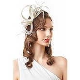 BABEYOND Fascinator Hats for Women - Tea Party Hats Fascinators Kentucky Headwear Derby Hat Wedding Feather Ribbon Headband