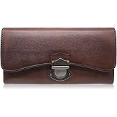 ORIREAL Women's Wallet Genuine Leather Ladies Dip Dye Wallet with 18 Card Slots Large Capacity Card Holder Cluth Purse