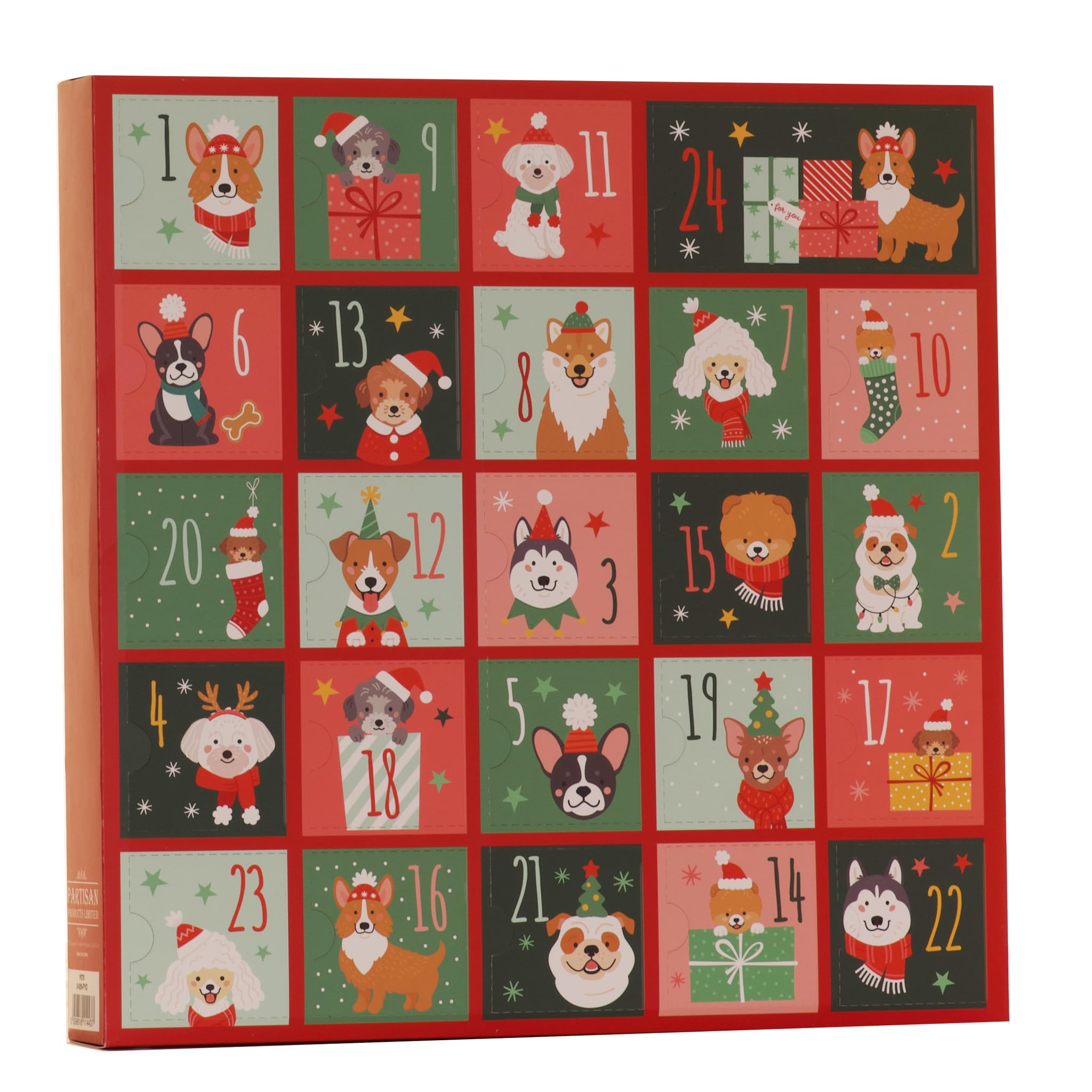 Design by Violet Fill Your Own Christmas Advent Calendar Dog Themed - 24 Compartments - Advent Calendar for Children - DIY Advent Calendar - Cute Dog Design with Christmas Features