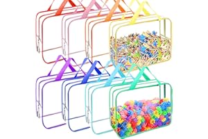 YOPCDJ 8 Packs 8 Colors Large Toy Storage Bags, Reusable Clear PVC Board Game Storage, Toy Organizers and Storage Bags with Zipper for Building Blocks, Puzzle and Handmade Accessories, Clear Toiletry Bag
