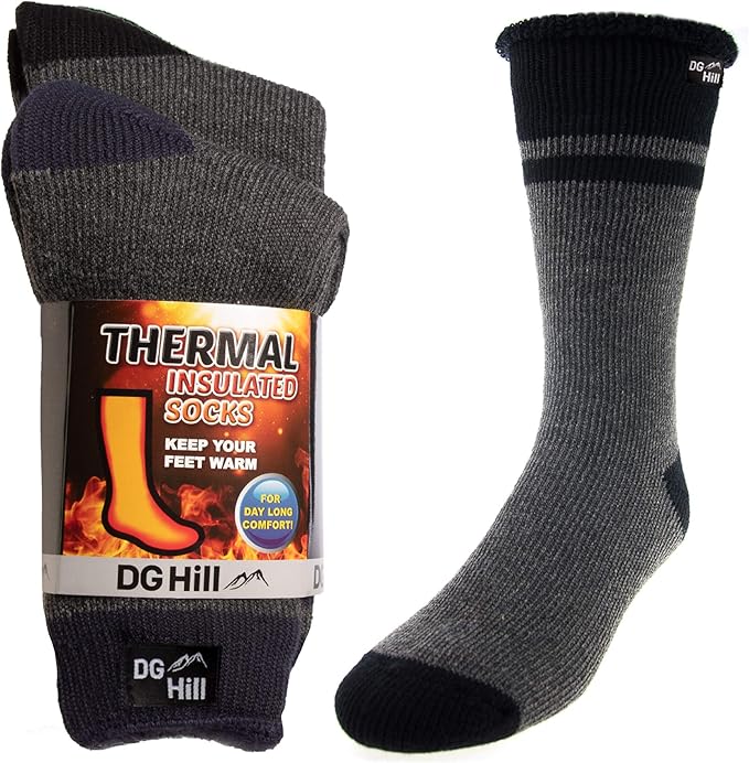 2 Pairs of Mens Thick Heat Trapping Insulated Boot Thermal Socks Pack Warm Winter Crew For Cold