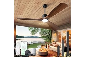BOOSANT 60" Smart Ceiling Fan with Lights,Outdoor Ceiling Fan Work with Alexa/Gg/App/Remote,3-Color Light Dimmable 6-Speed Quiet Reversible for Patio Porch Living Room,Dark Walnut