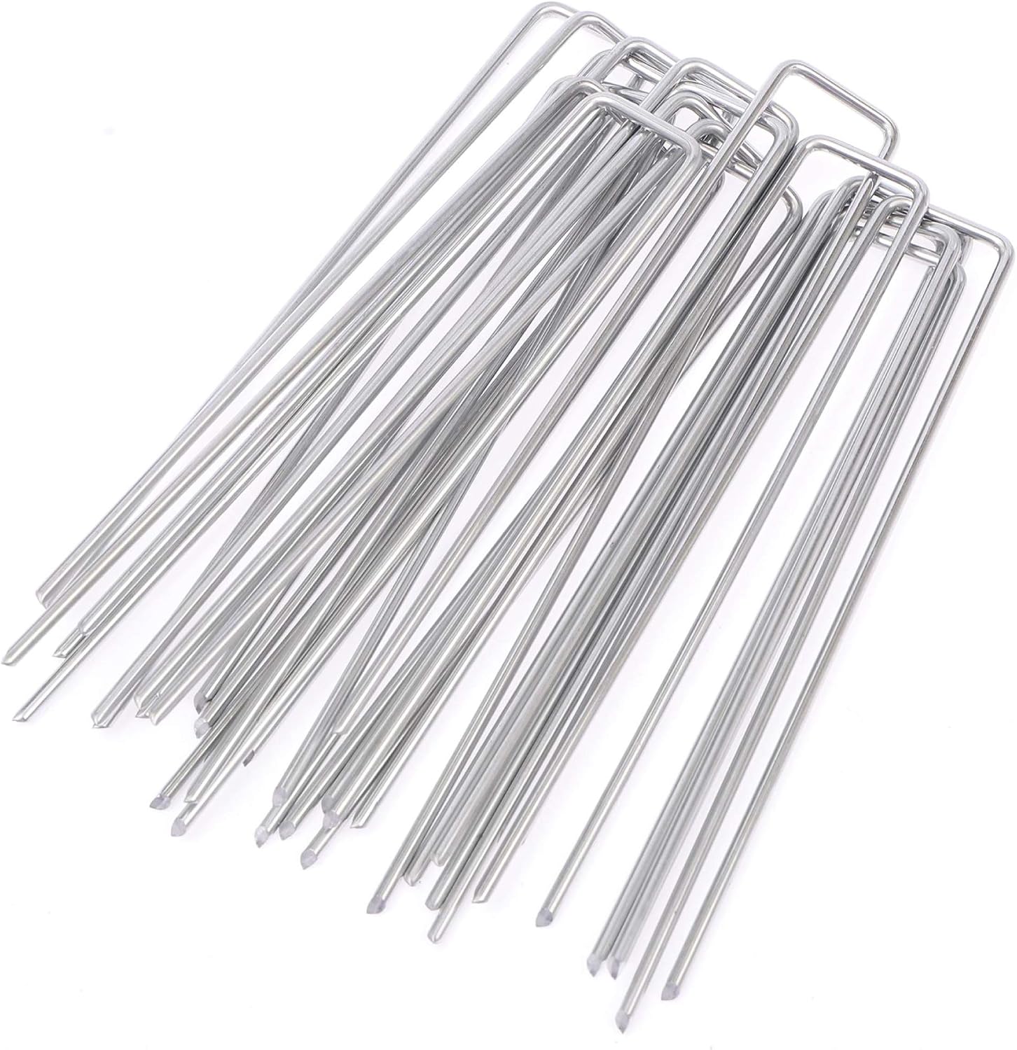 Metal U-shaped Garden Pegs for Fixing Artificial Grass Garden Cloth, Peat Mats and Nets (150mm) 50 Pieces