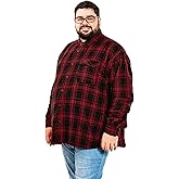 BRISIRA Big and Tall Mens Heavy Flannel Shirt 2XL-6XL Plaid Button Down Long Sleeve Soft Casual Daily Shirts