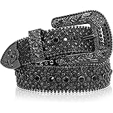 SUOSDEY Men Women Rhinestone Belt Western Cowboy Cowgirl Shine Crystal Diamond Studded Luxury Strap Belts