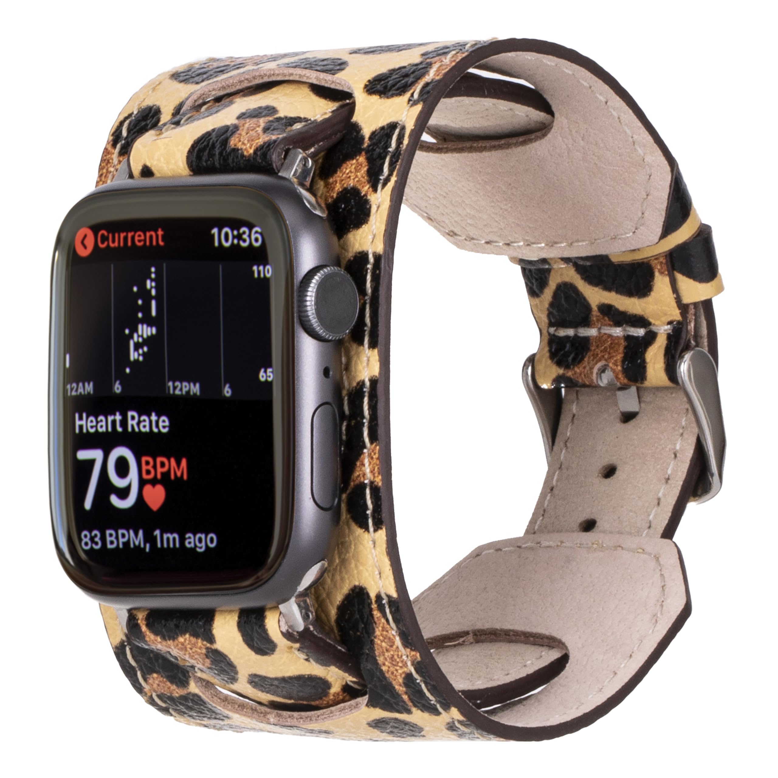 HARDISTON Cuff Watch Band Compatible with Apple 38mm for men & women, Handmade Genuine Leather, Compatible with iWatch Series 11 10 9 8 7 6 5 4 3 2 1 SE Ultra, Wrist Bracelet Band, Large/Band-Leopard