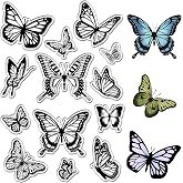 CRASPIRE Butterfly Clear Rubber Stamps Insects Animal Reusable Retro Transparent Silicone Stamp Seals for Journaling Card Making Scrapbooking Photo Album Decorative DIY