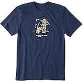 Life is Good Men's Crusher Tee Shirt, Short Sleeve Cotton Graphic T-Shirts, Happy Hour Fish
