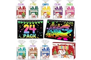FEREDO KIDS Christmas Party Favors for Kids Bulk: 24 Pack Rainbow Scratch Art Notebooks Party Favors for Girls Boys Birthday Goodie Bags Christmas Stocking Stuffers for Kids Classroom Prizes Gifts Bulk