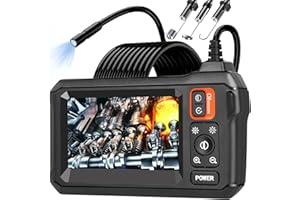 Endoscope Camera with Light, Borescope Camera with 4.3" IPS Screen, 1080P HD with 8 LED Lights, 16.4FT Semi-Rigid Cord Bore S