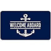MIXDING Welcome Aboard Anchor Anchor Funny Quotes Entrance Door Mat 17x30 Inch Doormats Decor, Nautical Lake House Front Door Porch Outdoor Indoor Decorations
