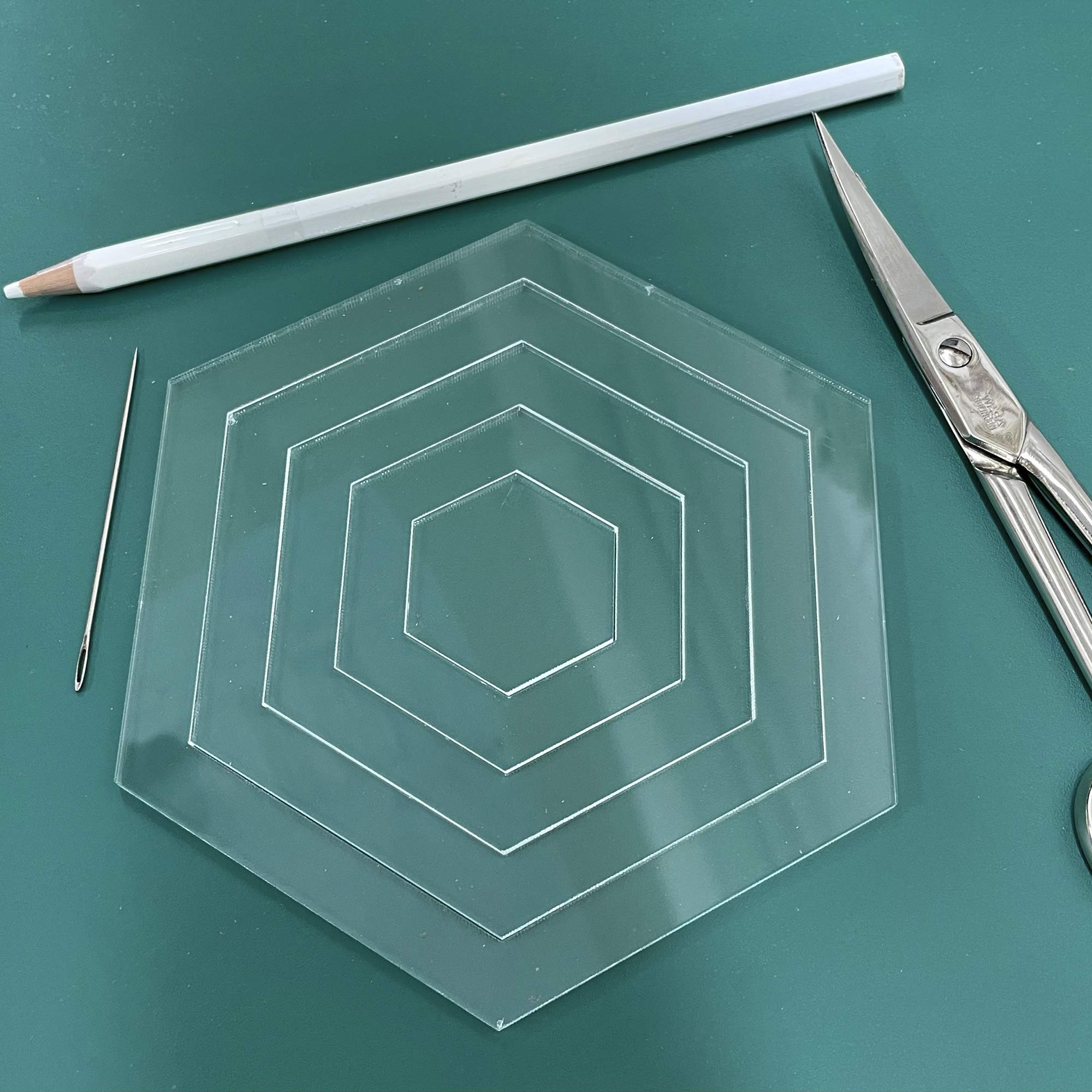M&G Hexagon Templates - Laser Cut Acrylic Guide for Quilting & Sewing