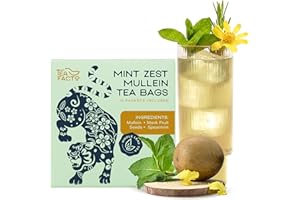 Tea Facto Mint Zest Mullein Tea Bags - Whole Mullein and Spearmint Tea Bags with Monk Fruit Seeds - 10 Packs