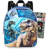 Jurassic World Mini Backpack for Kids Bundle - 11" w Adjustable Straps | Small Dinosaur Backpack for Travel Preschool with Stickers ~ Fits Girls, Boys, Toddlers, Adults