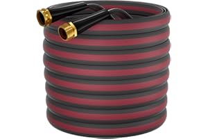 Haeteir 100ft Non-Expanding Garden Hose with 8-Layer Latex Core, Lightweight & Kink-Free, Flexible Heavy Duty Water Hose for Lawn, Yard, Car Washing (3/4" Solid Brass Fittings, Crush-Resistant)